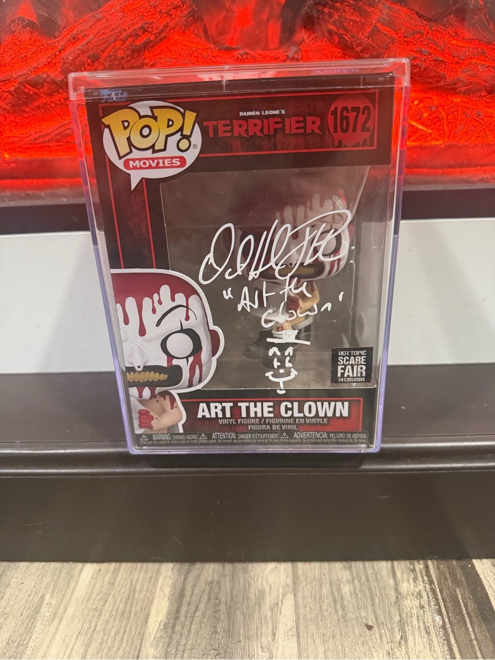 Funko Pop! Movies Art the Clown #1672 (Signed) Red & Black Box David Howard JSA